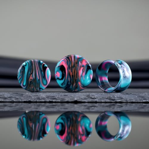 COOEAR Ear Plugs Tunnels Piercing Gauges for Ears Double Flared Expander Stretchers 2 Pairs Colorful Acrylic Earrings 00G - Image 3