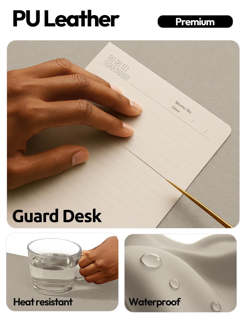 YSAGi Leather Desk Pad Protector, Office Desk Mat, Large Mouse Pad, Non-Slip PU Leather Desk Blotter, Laptop Desk Pad, Waterproof Desk Writing Pad for Office and Home (Olive Beige, 23.6" x 13.8") - Image 3