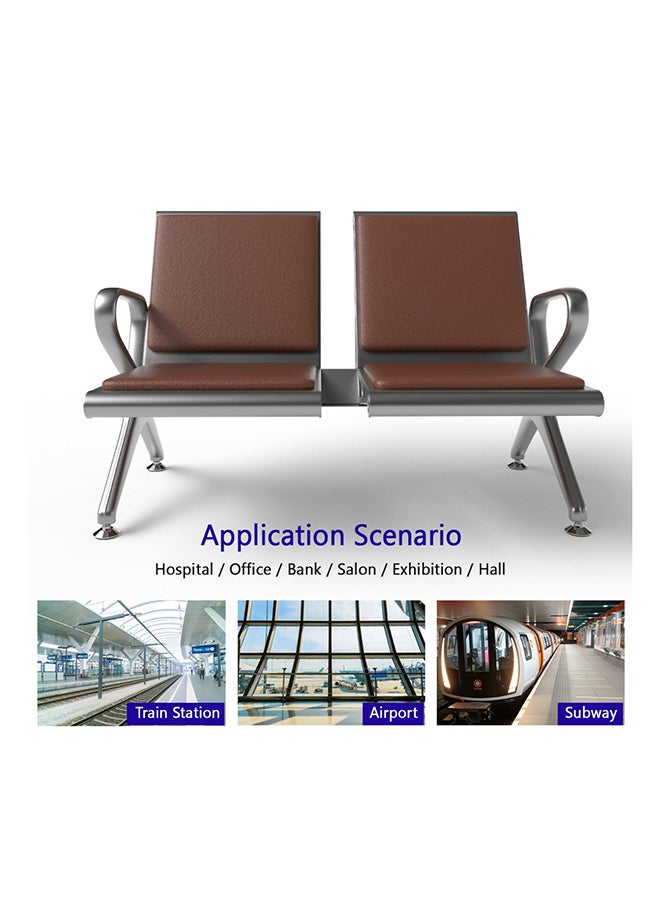 ماهاماي مقعد ماهماي HF الخارجي، لمقعدين مع وسائد، مزود ببطانة مطاطية مانعة للانزلاق، بتصميم مريح ومسند ذراع منحني مسند ذراع، مريح ومتعدد الاستخدامات للمكتب والأنشطة الخارجية والبنك - بني - Image 4