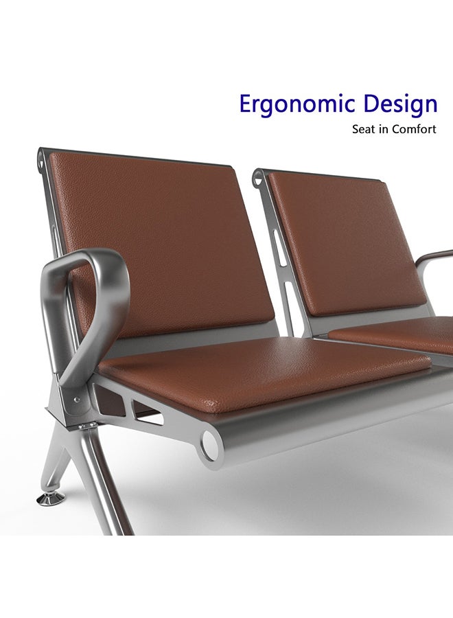 ماهاماي مقعد ماهماي HF الخارجي، لمقعدين مع وسائد، مزود ببطانة مطاطية مانعة للانزلاق، بتصميم مريح ومسند ذراع منحني مسند ذراع، مريح ومتعدد الاستخدامات للمكتب والأنشطة الخارجية والبنك - بني - Image 5