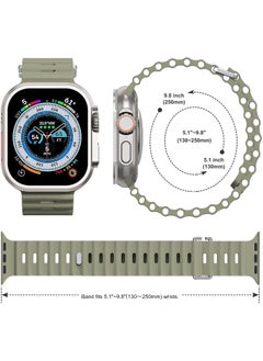 Color Fans Soft Silicone Ocean Sports Strap Compatible Apple Watch 41mm 40mm 38mm for Men Women, Adjustible Watch Band for Apple Watch SE/Series 9/8/7/6/5/4/3/2/1 - Khaki  - Image 5