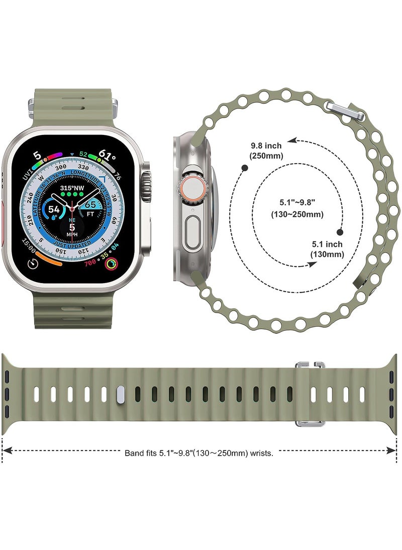 Color Fans - Soft Silicone Ocean Sports Strap Compatible Apple Watch 41mm 40mm 38mm for Men Women, Adjustible Watch Band for Apple Watch SE/Series 9/8/7/6/5/4/3/2/1 - Khaki - Image 1