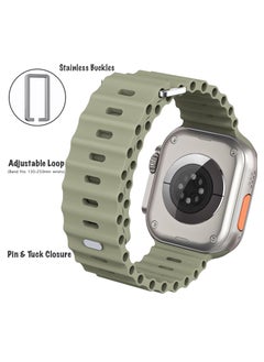 Color Fans Soft Silicone Ocean Sports Strap Compatible Apple Watch 41mm 40mm 38mm for Men Women, Adjustible Watch Band for Apple Watch SE/Series 9/8/7/6/5/4/3/2/1 - Khaki  - Image 4