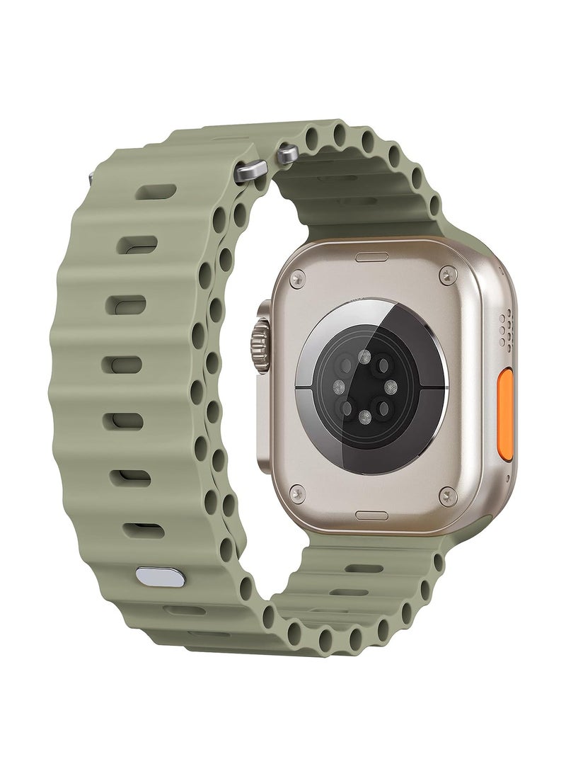 Color Fans - Soft Silicone Ocean Sports Strap Compatible Apple Watch 41mm 40mm 38mm for Men Women, Adjustible Watch Band for Apple Watch SE/Series 9/8/7/6/5/4/3/2/1 - Khaki - Image 1