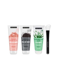Freeman Freeman Exotic Blends Facial Mask 4 Piece Set, Peel-Off & Jelly Masks, Cleansing, Pore-Clearing & Hydrating Facial Masks, For All Skin Types, Includes Silicone Mask Brush, Vegan & Cruelty-Free  - Image 2