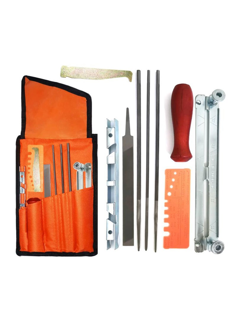 KASTWAVE 10 Piece Set Chainsaw Sharpening Kit, Universal Chainsaw Field Sharpening Kit, with Round Files (5/32", 3/16", 7/32"), Flat File (6"), and So, Complete Chainsaw Maintenance and Sharpening Solution - Image 1