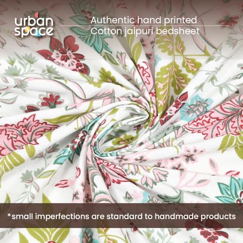 Urban Space 100% Cotton Jaipuri Handblock Printed Double Bedsheet with 2 Pillow Covers, 200 TC Cotton Bedsheet (Size 90 x 100 inches, Anokhi) - Image 3