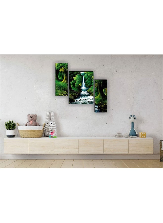 SAF paintings 6MM Waterfall Nature Set of 3 Panel Painting(SANFJM1106) SAFJM1106 - Image 2