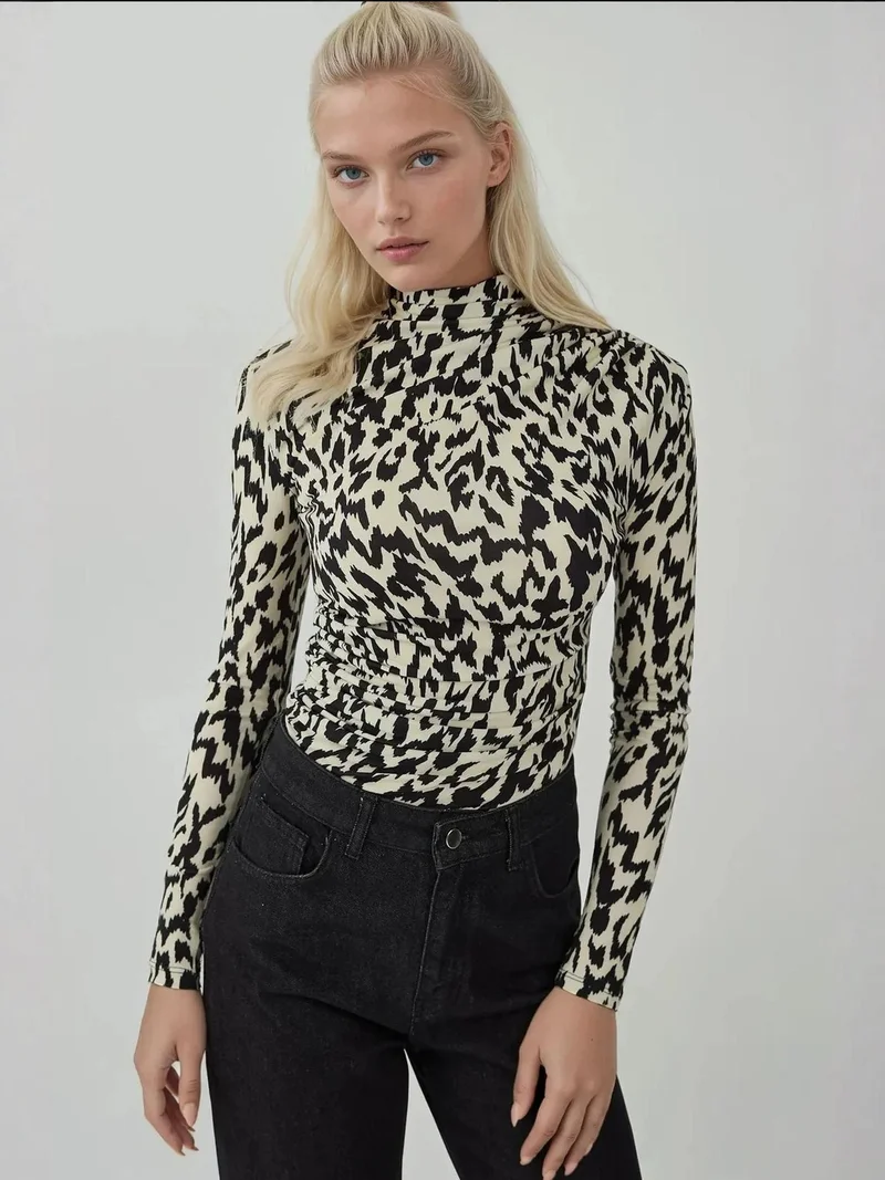HICCUP Long Sleeve Printed Top