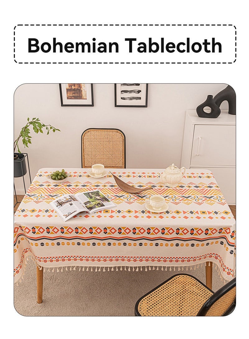 LEOKOR Waterproof TPU Film Tablecloth With Tassel,Oil-Proof Spill-Proof Rectangle Tablecloth,Wipeable Tablecloth Cover,140x200CM - Image 2