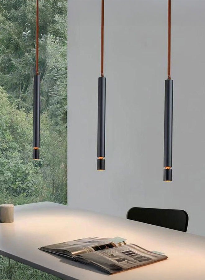 ٍSiera Light A black hanging tube light with a decorative grooved ring warm light 4 watt P0686  - Image 3
