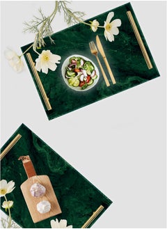 LOWHA Decorative Acrylic Serving Tray with Gold Metal Handles and Marble Texture Design  - Image 4