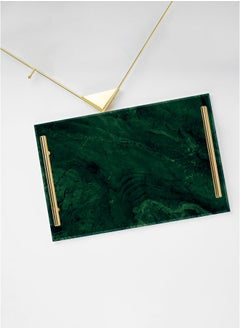 LOWHA Decorative Acrylic Serving Tray with Gold Metal Handles and Marble Texture Design  - Image 5