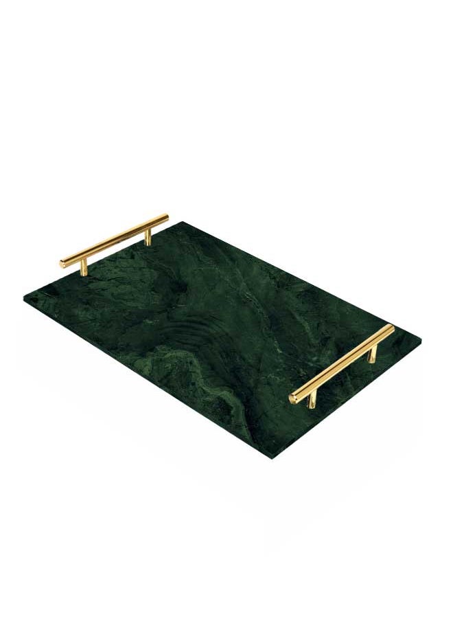 LOWHA - Decorative Acrylic Serving Tray with Gold Metal Handles and Marble Texture Design - Image 1