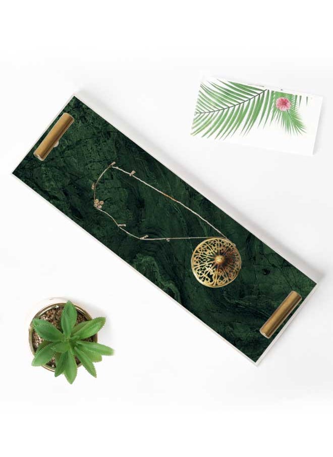 LOWHA - Decorative Acrylic Serving Tray with Gold Metal Handles and Marble Texture Design - Image 1