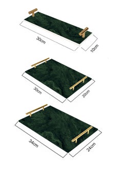 LOWHA Decorative Acrylic Serving Tray with Gold Metal Handles and Marble Texture Design  - Image 3
