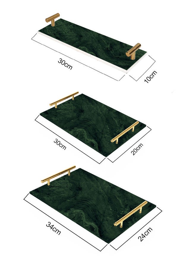 LOWHA - Decorative Acrylic Serving Tray with Gold Metal Handles and Marble Texture Design - Image 1