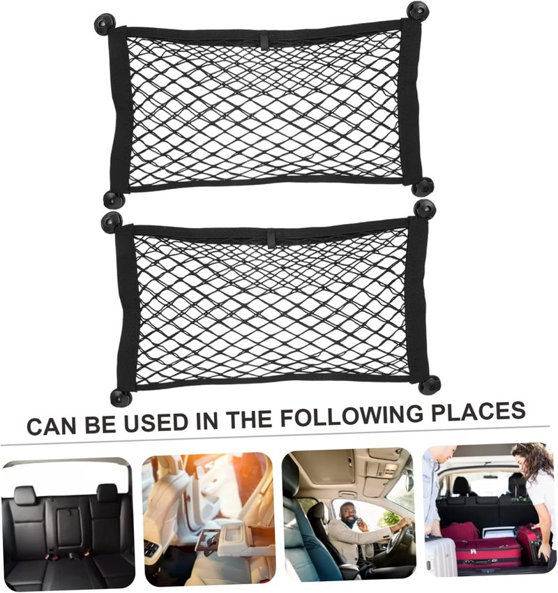 ABOOFAN 2pcs Trunk Net Organizer for Cars Durable Storage Pockets with Hooks Efficient Cargo Net for Groceries and Tools - Image 5