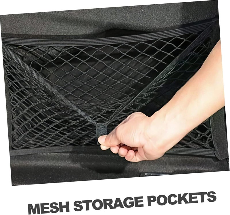 ABOOFAN 2pcs Trunk Net Organizer for Cars Durable Storage Pockets with Hooks Efficient Cargo Net for Groceries and Tools - Image 4