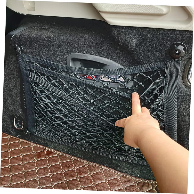 ABOOFAN 2pcs Trunk Net Organizer for Cars Durable Storage Pockets with Hooks Efficient Cargo Net for Groceries and Tools - Image 3
