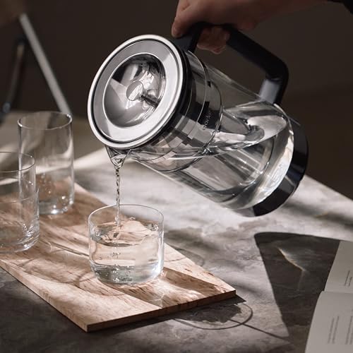 Aarke Purifier Glass Water Pitcher, Refillable Stainless Steel Filter, 8-Weeks Performance, BPA-Free, Dishwasher Safe, Pure & Enriched Refill Granules, 1.66L (7 Cups) Capacity - Image 3