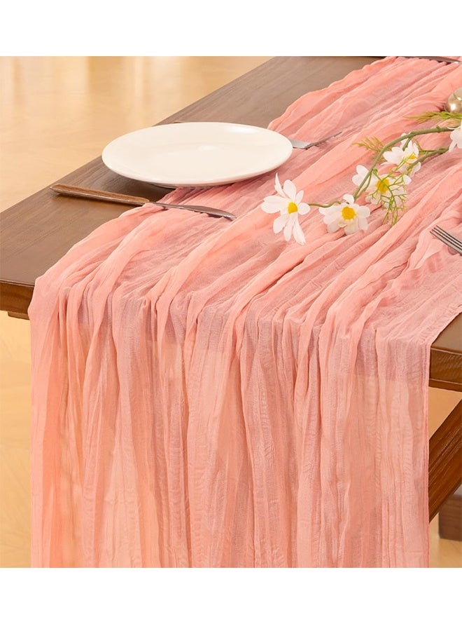 ناكودو مفرش طاولة من القماش القطني من قماش الجبن الريفي مفرش طاولة زنبركي لحفلات الزفاف وحفلات الزفاف وحفلات أعياد الميلاد وحفلات عيد الميلاد الطويلة الشفافة لديكورات المنزل، 35.4 × 118 بوصة - Image 1