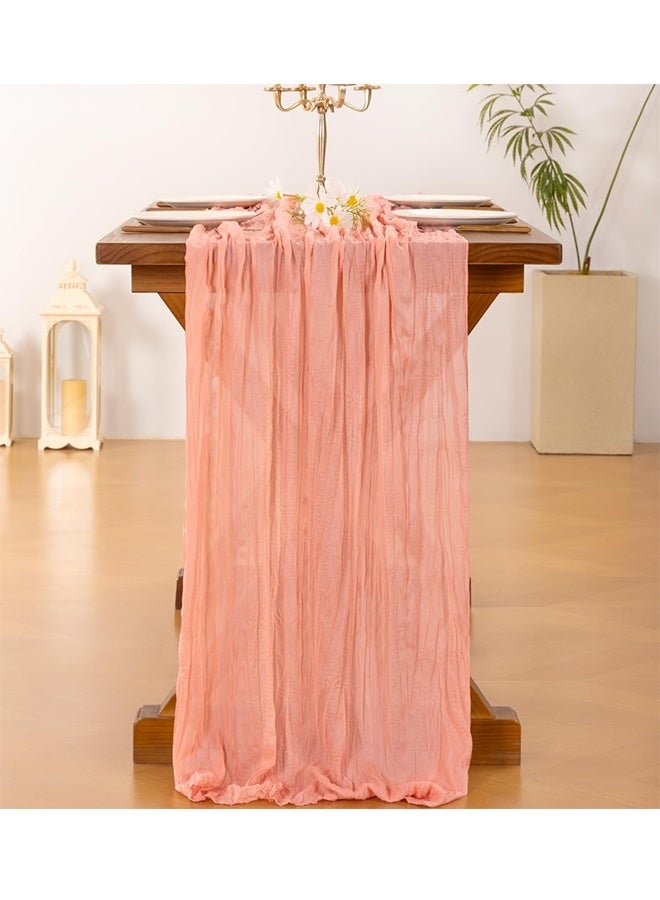 ناكودو مفرش طاولة من القماش القطني من قماش الجبن الريفي مفرش طاولة زنبركي لحفلات الزفاف وحفلات الزفاف وحفلات أعياد الميلاد وحفلات عيد الميلاد الطويلة الشفافة لديكورات المنزل، 35.4 × 118 بوصة - Image 3