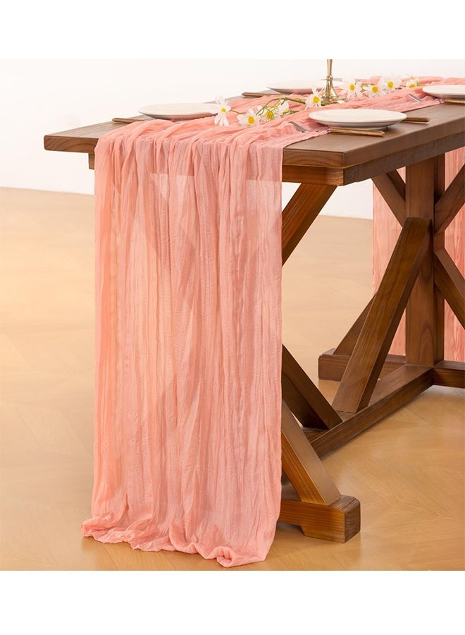 ناكودو مفرش طاولة من القماش القطني من قماش الجبن الريفي مفرش طاولة زنبركي لحفلات الزفاف وحفلات الزفاف وحفلات أعياد الميلاد وحفلات عيد الميلاد الطويلة الشفافة لديكورات المنزل، 35.4 × 118 بوصة - Image 4