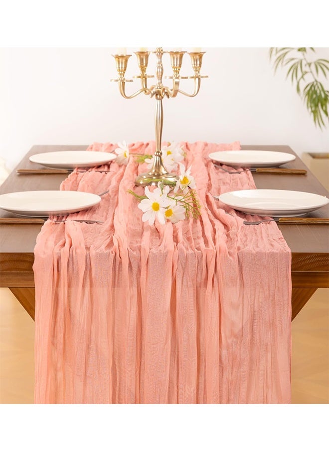 ناكودو مفرش طاولة من القماش القطني من قماش الجبن الريفي مفرش طاولة زنبركي لحفلات الزفاف وحفلات الزفاف وحفلات أعياد الميلاد وحفلات عيد الميلاد الطويلة الشفافة لديكورات المنزل، 35.4 × 118 بوصة - Image 5