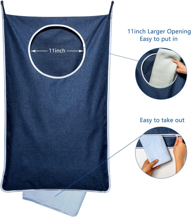 Keepjoy 2 Pack Large Hanging Laundry Hamper Bag, 35x21.6 Inch Oversized Clothes Hanging Laundry bag with Hooks, Perfect for Managing Dirty Clothes Storage Bag (Blue,2-Pack) - Image 3