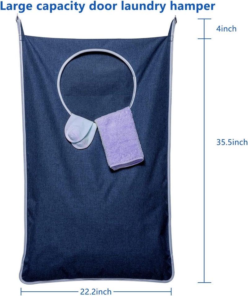 Keepjoy 2 Pack Large Hanging Laundry Hamper Bag, 35x21.6 Inch Oversized Clothes Hanging Laundry bag with Hooks, Perfect for Managing Dirty Clothes Storage Bag (Blue,2-Pack) - Image 2