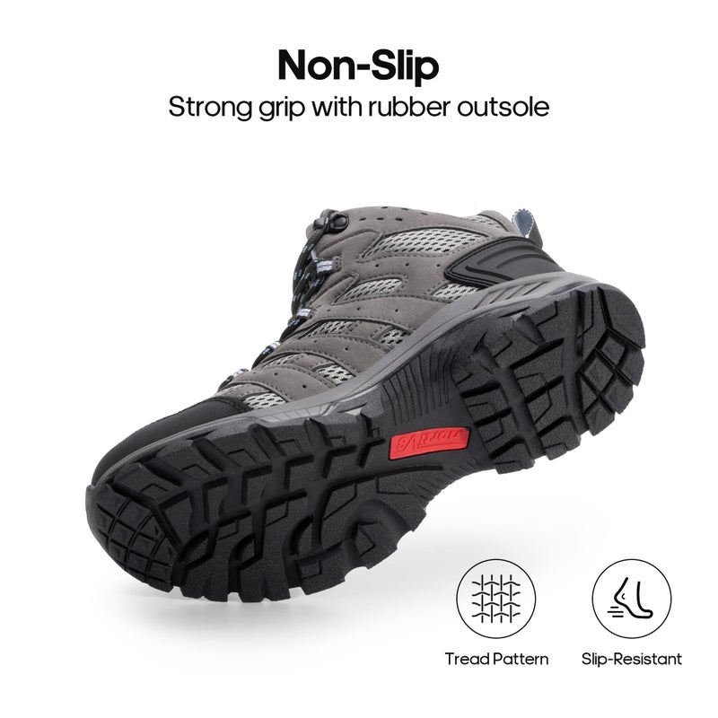 NORTIV 8 Women's Waterproof Hiking Boots Outdoor Trekking Mid Backpacking Mountaineering lightweight boots,Size 7,Dark Grey-Suede,SNHB2212W - Image 4