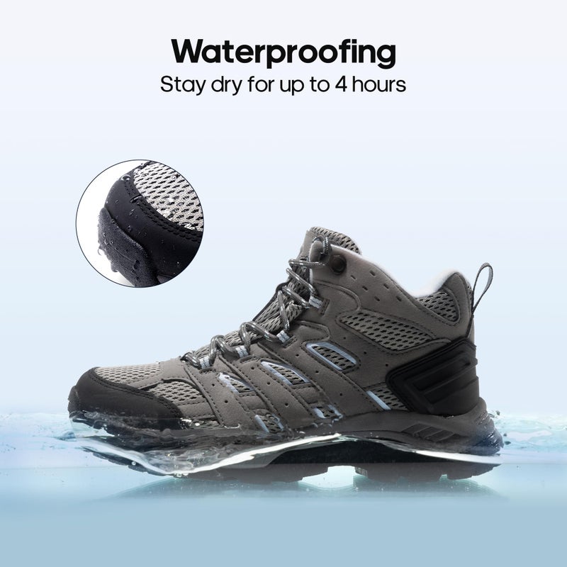 NORTIV 8 Women's Waterproof Hiking Boots Outdoor Trekking Mid Backpacking Mountaineering lightweight boots,Size 7,Dark Grey-Suede,SNHB2212W - Image 3