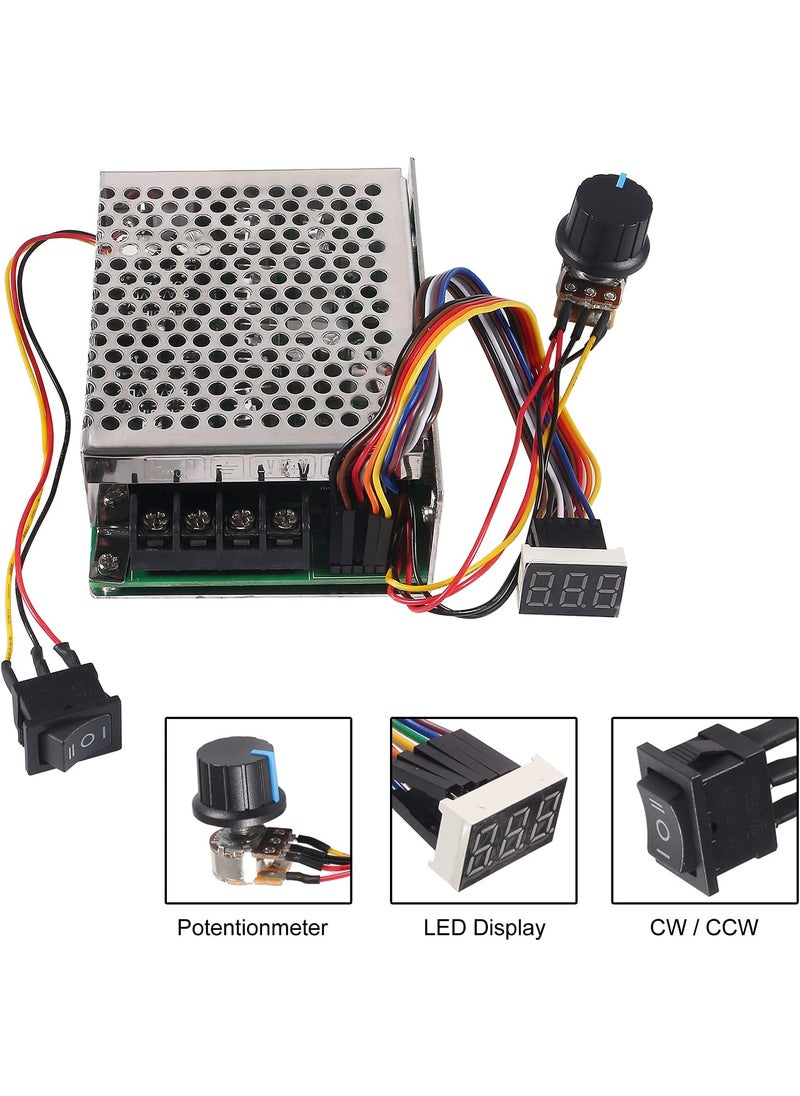 UMLIFE 1PACK DC Motor Speed Controller 10V55V 12V 24V 36V 40A Stepless DC Motor Speed Controller with ForwardBrakeReverse SwitchAjustable Potentiometer Digital Display 1PACK  - Image 4