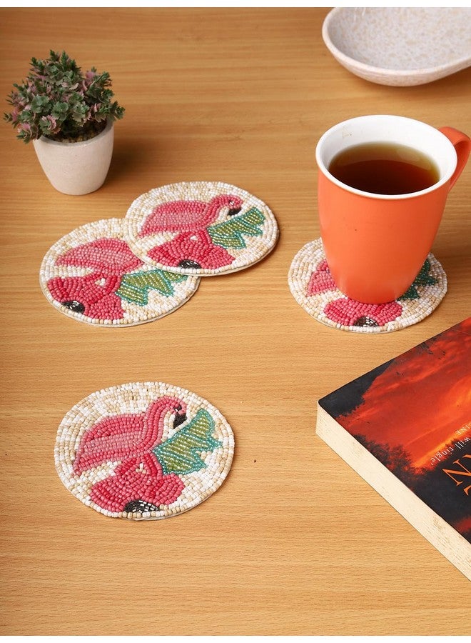 AIVIK Beaded Printed Mutlticolor Matte Finish Coasters for Cups and Dining Table | Set of 4 | Square Pattern-A04 - Image 1