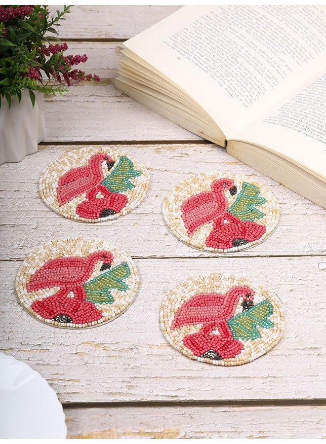 AIVIK Beaded Printed Mutlticolor Matte Finish Coasters for Cups and Dining Table | Set of 4 | Square Pattern-A04 - Image 2