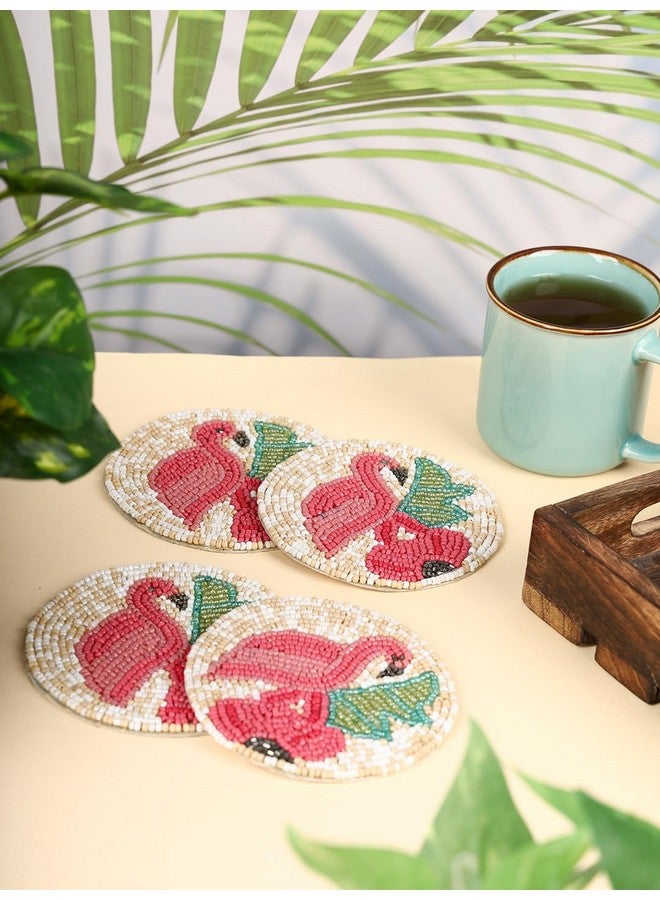 AIVIK Beaded Printed Mutlticolor Matte Finish Coasters for Cups and Dining Table | Set of 4 | Square Pattern-A04 - Image 3
