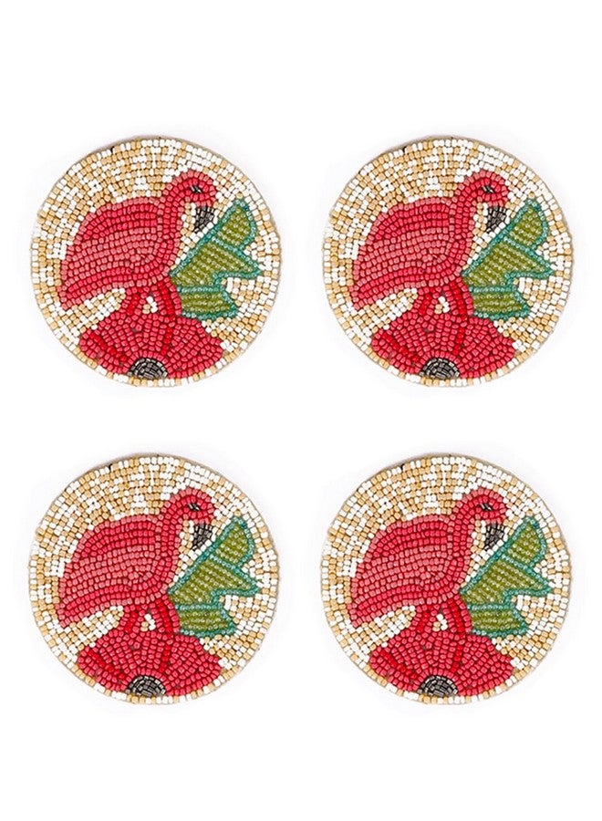 AIVIK Beaded Printed Mutlticolor Matte Finish Coasters for Cups and Dining Table | Set of 4 | Square Pattern-A04 - Image 4