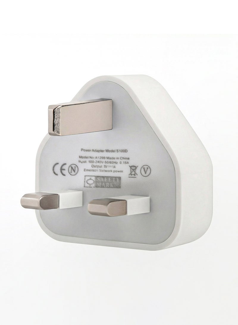 AVACraft UK Travel Adapter Plug 5V1A Wall 3 Pin Power Plug UK USB Charger Replacement for Mobile Phones,White - Image 1