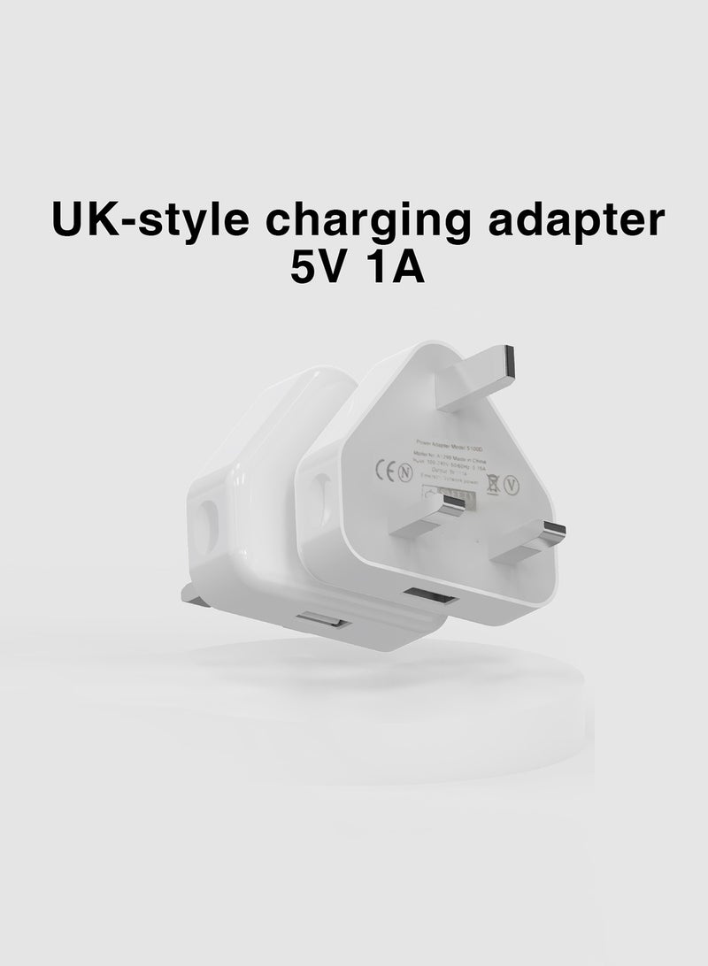 AVACraft UK Travel Adapter Plug 5V1A Wall 3 Pin Power Plug UK USB Charger Replacement for Mobile Phones,White - Image 2