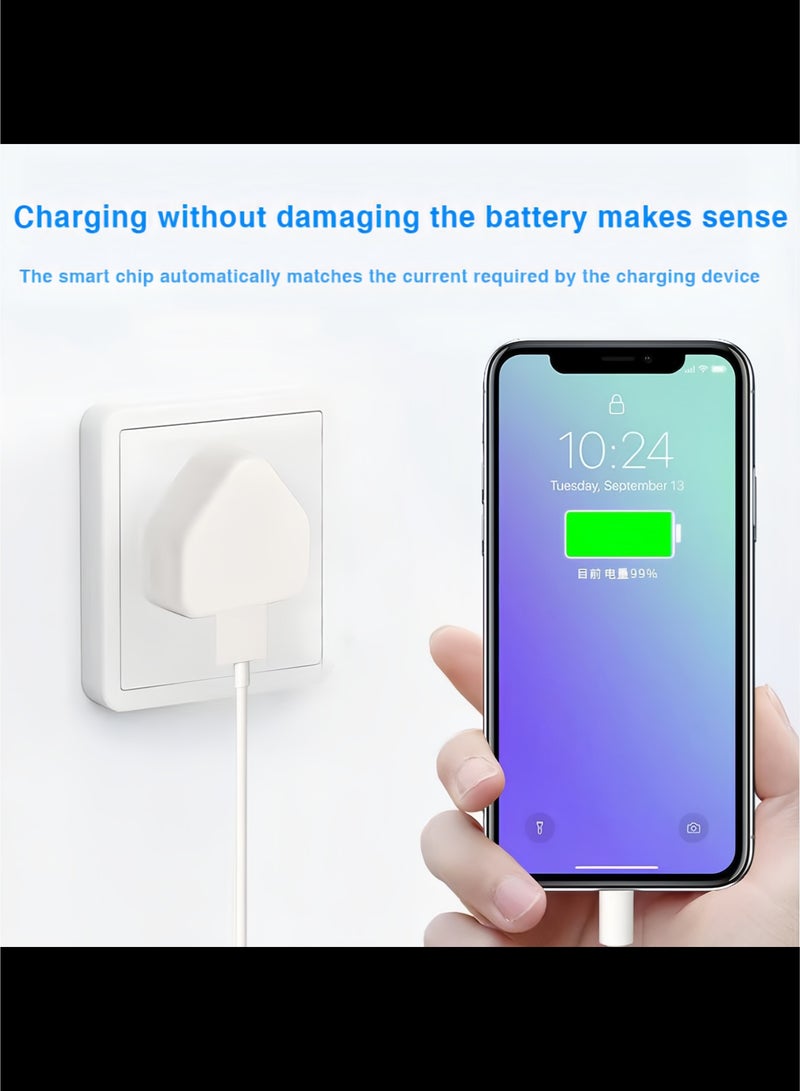 AVACraft UK Travel Adapter Plug 5V1A Wall 3 Pin Power Plug UK USB Charger Replacement for Mobile Phones,White - Image 3