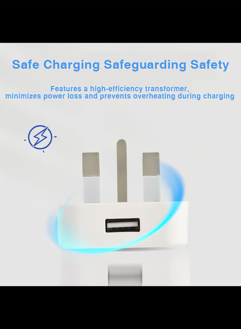 AVACraft UK Travel Adapter Plug 5V1A Wall 3 Pin Power Plug UK USB Charger Replacement for Mobile Phones,White - Image 4