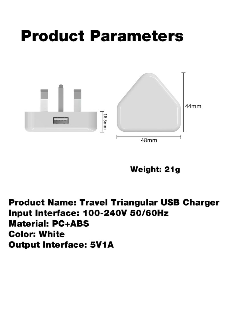 AVACraft UK Travel Adapter Plug 5V1A Wall 3 Pin Power Plug UK USB Charger Replacement for Mobile Phones,White - Image 5