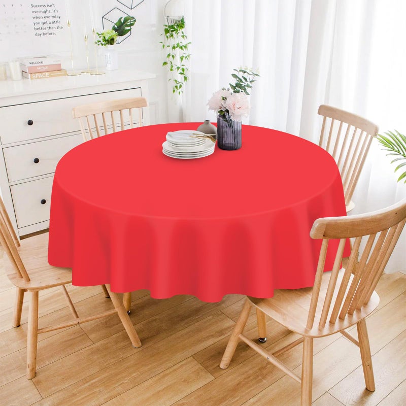 Mulbozy 12 Pack Red Round Tablecloth, 84 Inches Plastic Table Cover, Premium Disposable Round Party Tablecloth For Restaurant Dinners, Wedding, Grad Party, Bbq, Outdoor Camping - Image 2