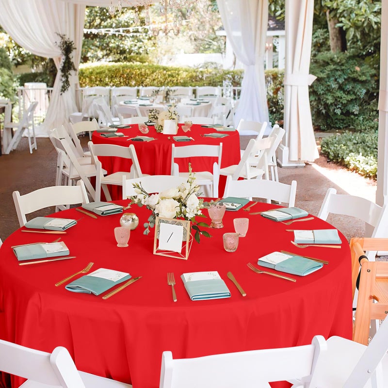 Mulbozy 12 Pack Red Round Tablecloth, 84 Inches Plastic Table Cover, Premium Disposable Round Party Tablecloth For Restaurant Dinners, Wedding, Grad Party, Bbq, Outdoor Camping - Image 4