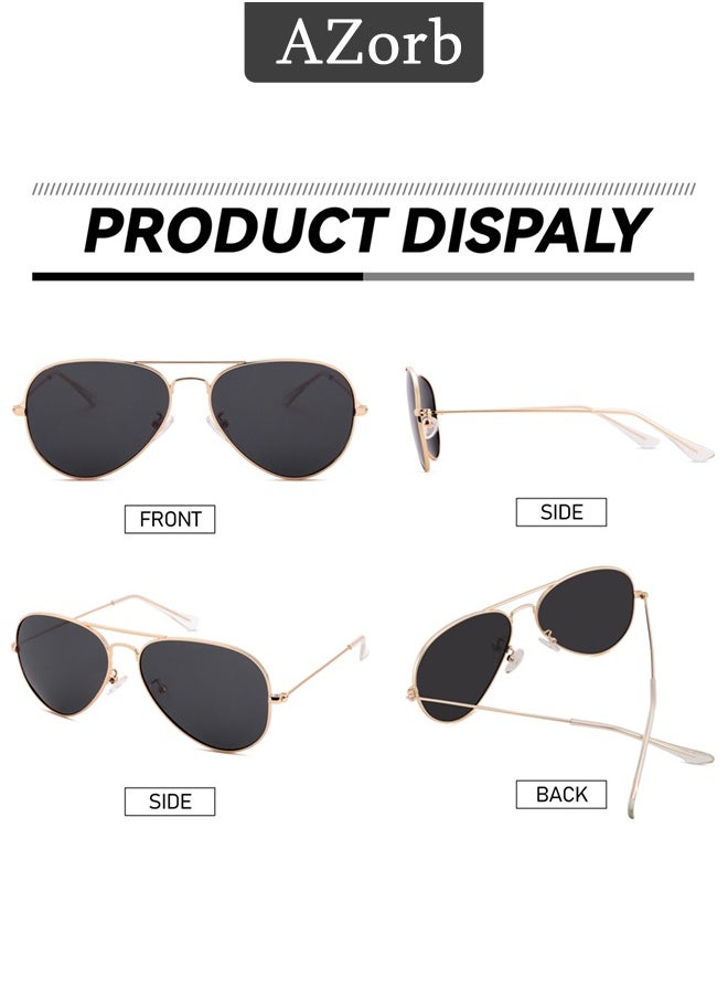 AZorb Polarized Aviator Sunglasses for Men Women Metal Frame Glasses Men's Sunglasses UV400 Protection, Fashion Travel Driving Fishing Glasses for Women Men Gold  - Image 4