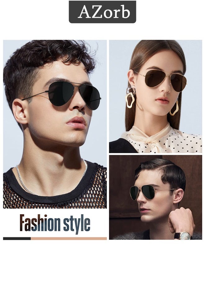 AZorb Polarized Aviator Sunglasses for Men Women Metal Frame Glasses Men's Sunglasses UV400 Protection, Fashion Travel Driving Fishing Glasses for Women Men Gold  - Image 5