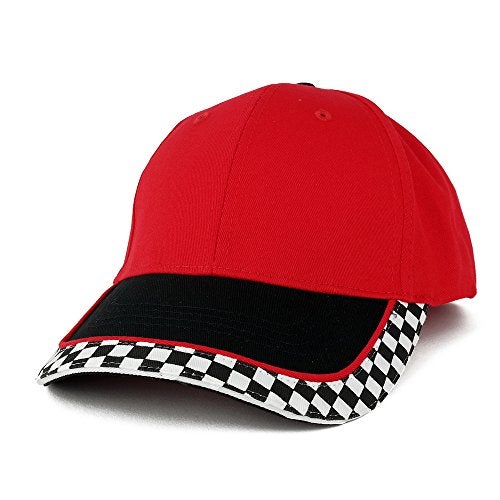 Armycrew Racing Flag Low Profile Structured Cotton Twill Baseball Cap (One Size, Red) - Image 4