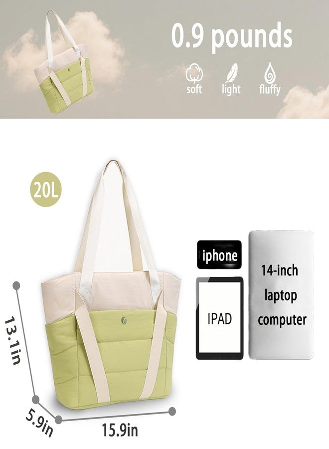 FULONEEI FULONEE Women's Gym Yoga Bag with Yoga Mat Straps Quilted,Lightweight Durable Puffy Tote Bag with Compartments,Shoulder Handbag for Sport,Travel,Workout,Commute(green) - Image 3