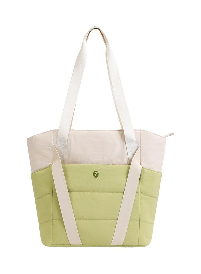 FULONEEI FULONEE Women's Gym Yoga Bag with Yoga Mat Straps Quilted,Lightweight Durable Puffy Tote Bag with Compartments,Shoulder Handbag for Sport,Travel,Workout,Commute(green) - Image 1